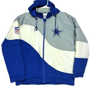 Vintage Dallas Cowboys NFL Pro Line Apex One Puffer Jacket Coat‎ Hood 90s Mens L